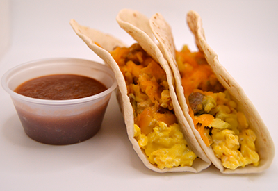 Breakfast Tacos with Chorizo and Sausage