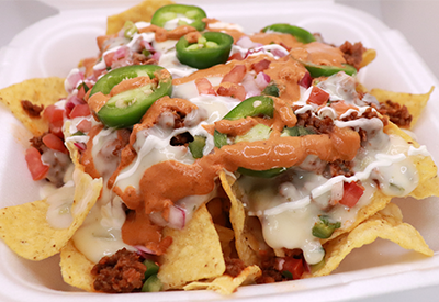 Grande Nachos made with ground beef